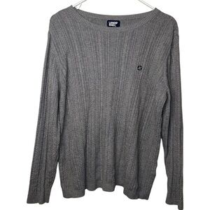 Lands' End Women's Gray Cable Knit Crewneck Sweater